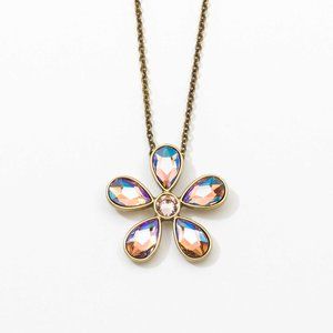Flora Flower Necklace. Touchstone Crystal by Swarovski